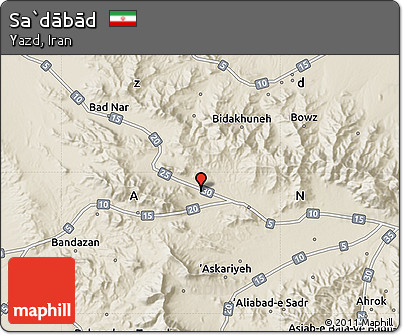 Shaded Relief Map of Sa`dābād