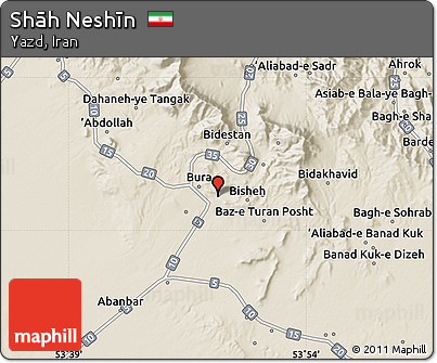 Shaded Relief Map of Shāh Neshīn