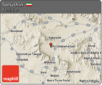 Shaded Relief Map of Sorūshīn
