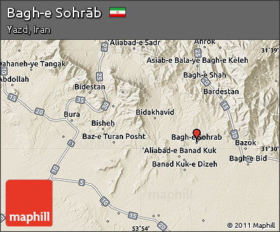 Shaded Relief Map of Bagh-e Sohrāb