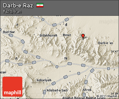 Shaded Relief Map of Darb-e Raz