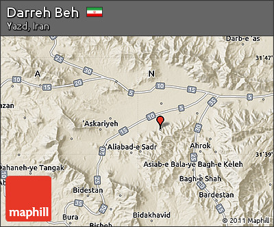 Shaded Relief Map of Darreh Beh