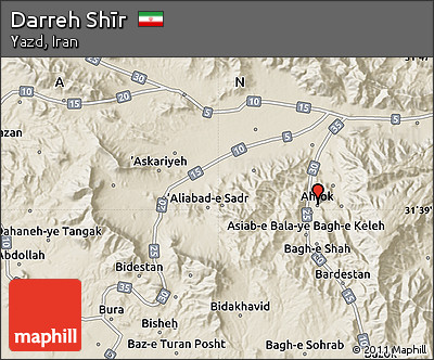 Shaded Relief Map of Darreh Shīr