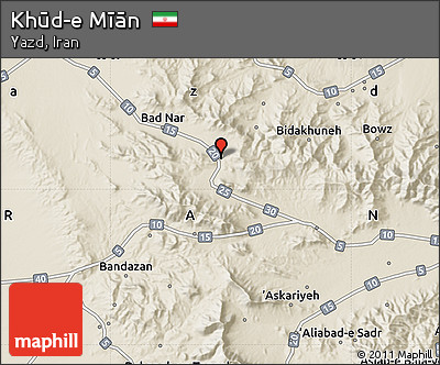 Shaded Relief Map of Khūd-e Mīān