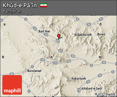 Shaded Relief Map of Khūd-e Pā'īn