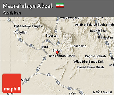Shaded Relief Map of Mazra`eh-ye Ābzal