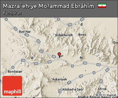 Shaded Relief Map of Mazra`eh-ye Moḩammad Ebrāhīm