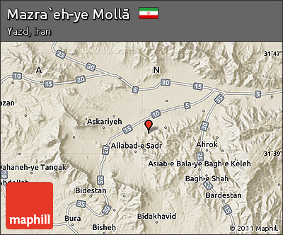 Shaded Relief Map of Mazra`eh-ye Mollā
