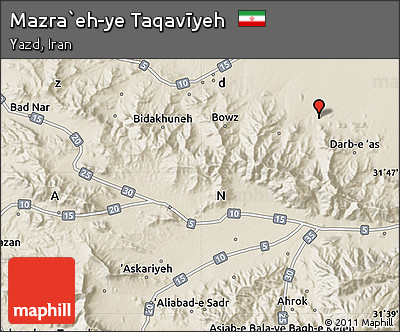 Shaded Relief Map of Mazra`eh-ye Taqavīyeh