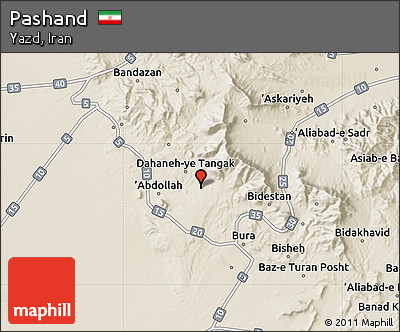 Shaded Relief Map of Pashand