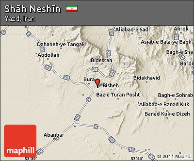 Shaded Relief Map of Shāh Neshīn