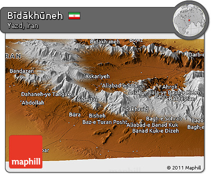 Physical Panoramic Map of Bīdākhūneh