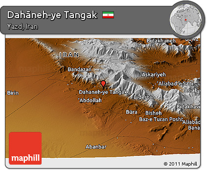 Physical Panoramic Map of Dahāneh-ye Tangak
