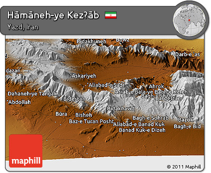 Physical Panoramic Map of Hāmāneh-ye Kez̄āb