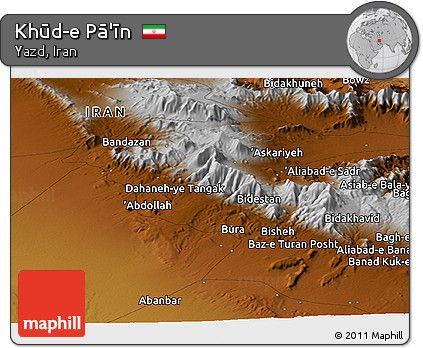 Physical Panoramic Map of Khūd-e Pā'īn