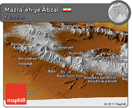 Physical Panoramic Map of Mazra`eh-ye Ābzal