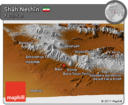 Physical Panoramic Map of Shāh Neshīn