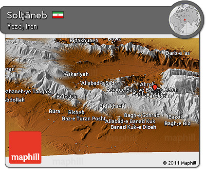 Physical Panoramic Map of Solţāneb