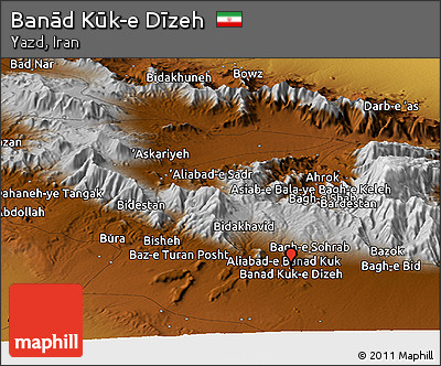 Physical Panoramic Map of Banād Kūk-e Dīzeh