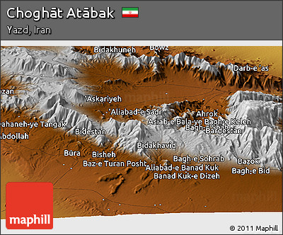 Physical Panoramic Map of Choghāt Atābak