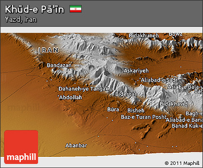 Physical Panoramic Map of Khūd-e Pā'īn