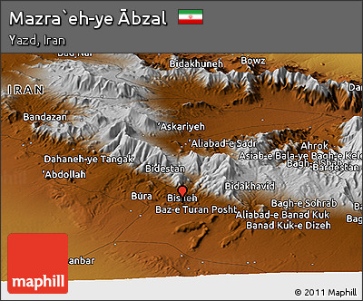 Physical Panoramic Map of Mazra`eh-ye Ābzal