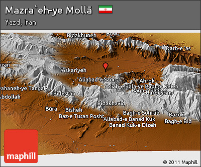 Physical Panoramic Map of Mazra`eh-ye Mollā