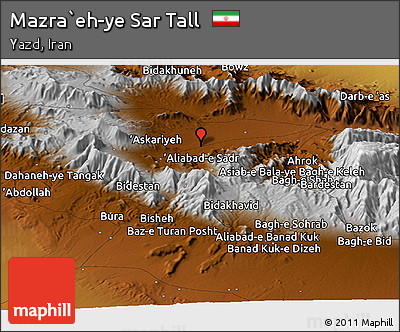 Physical Panoramic Map of Mazra`eh-ye Sar Tall