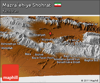 Physical Panoramic Map of Mazra`eh-ye Shohrat