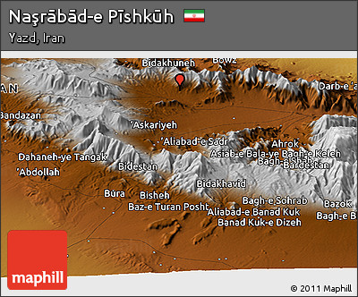 Physical Panoramic Map of Naşrābād-e Pīshkūh