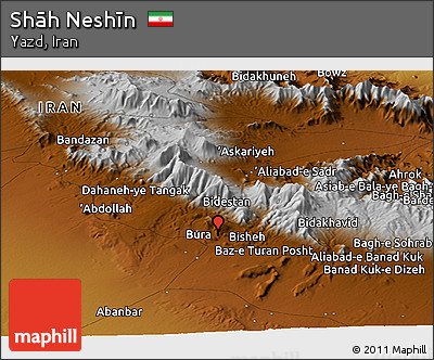 Physical Panoramic Map of Shāh Neshīn