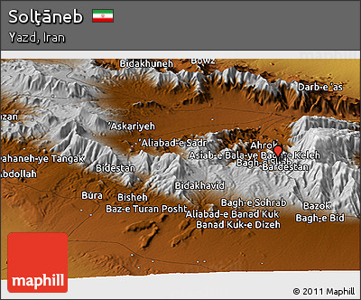Physical Panoramic Map of Solţāneb