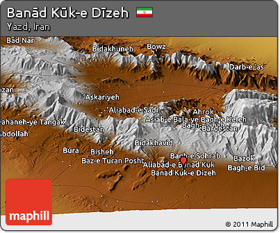 Physical Panoramic Map of Banād Kūk-e Dīzeh