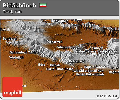 Physical Panoramic Map of Bīdākhūneh