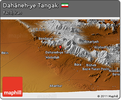 Physical Panoramic Map of Dahāneh-ye Tangak