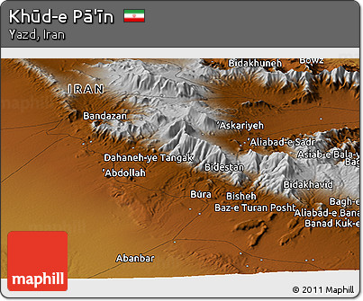 Physical Panoramic Map of Khūd-e Pā'īn