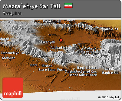 Physical Panoramic Map of Mazra`eh-ye Sar Tall