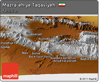 Physical Panoramic Map of Mazra`eh-ye Taqavīyeh