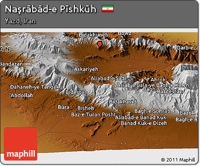 Physical Panoramic Map of Naşrābād-e Pīshkūh