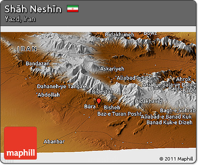 Physical Panoramic Map of Shāh Neshīn
