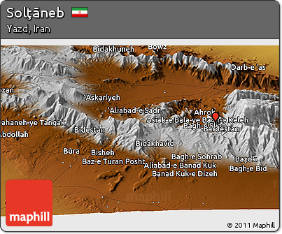 Physical Panoramic Map of Solţāneb