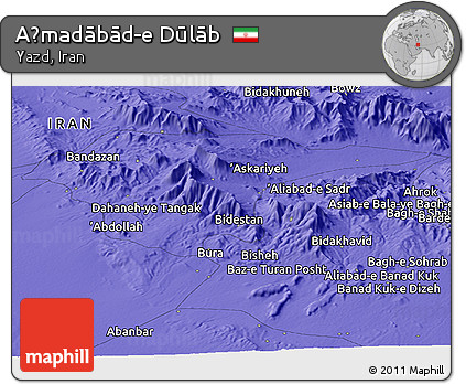 Political Panoramic Map of Aḩmadābād-e Dūlāb