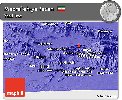Political Panoramic Map of Mazra`eh-ye Ḩasan