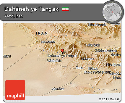 Satellite Panoramic Map of Dahāneh-ye Tangak
