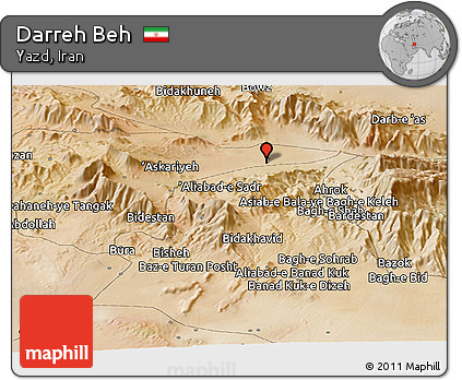 Satellite Panoramic Map of Darreh Beh