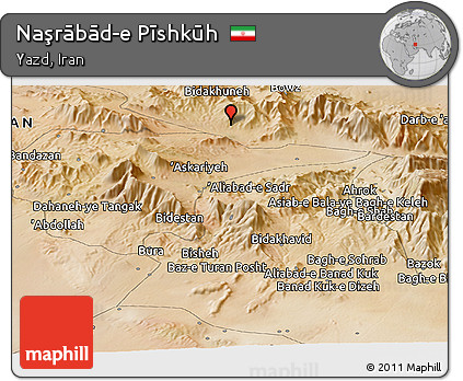 Satellite Panoramic Map of Naşrābād-e Pīshkūh