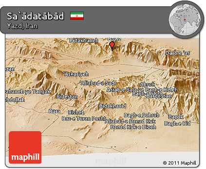 Satellite Panoramic Map of Sa`ādatābād