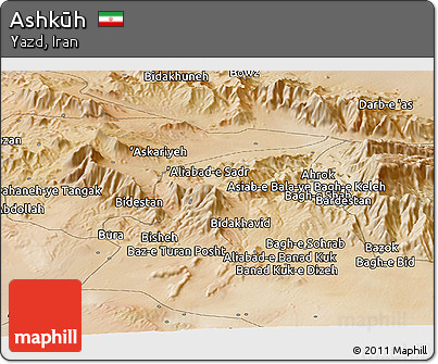 Satellite Panoramic Map of Ashkūh