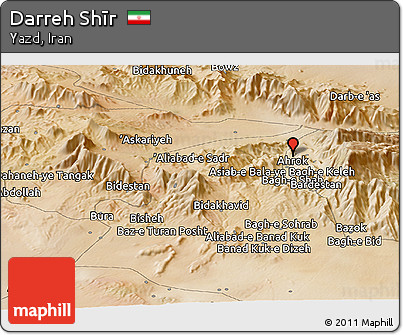 Satellite Panoramic Map of Darreh Shīr