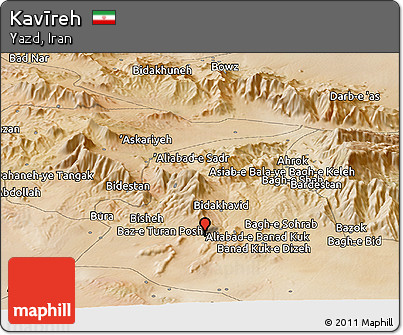 Satellite Panoramic Map of Kavīreh